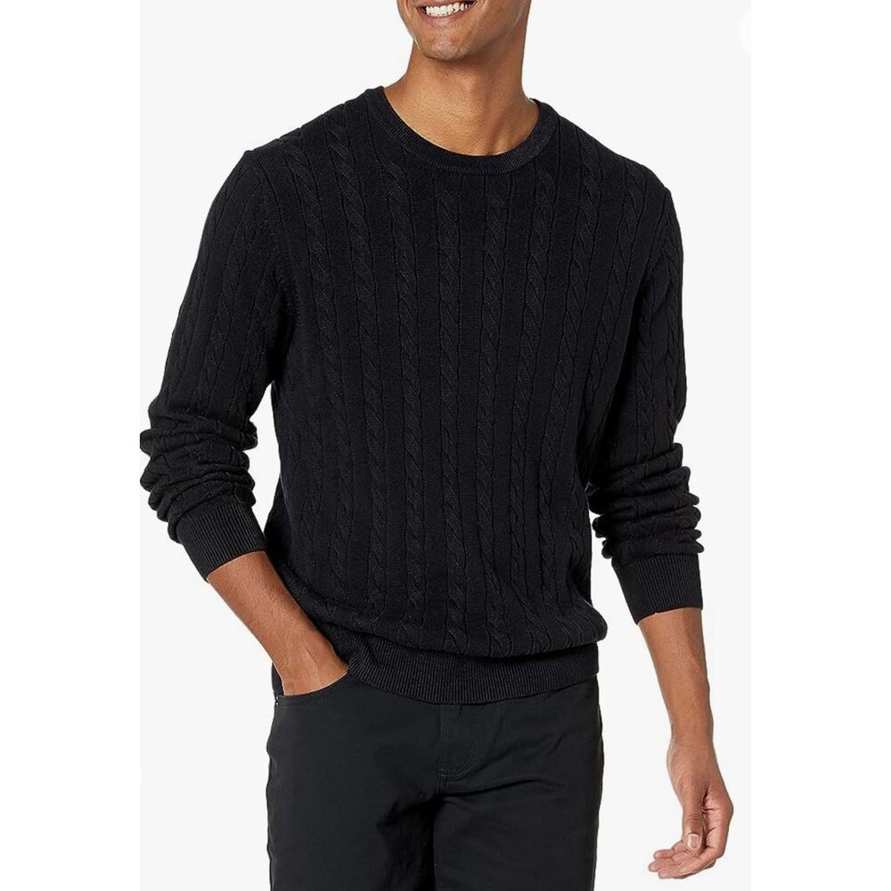 NWT Amazon Essentials Men's Crewneck Cable Cotton Sweater XSmall